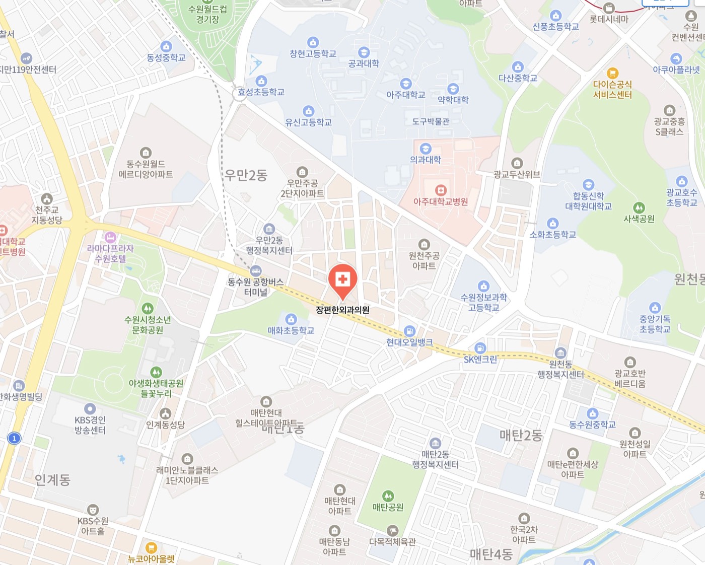 장편한외과의원 위치 지도